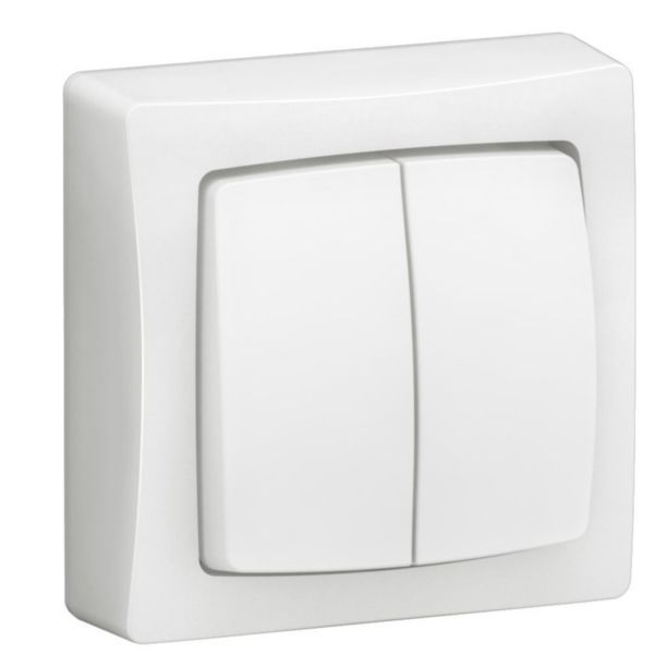 Interrupteur, va-et-vient ou poussoir double Saillie blanc de chez Legrand - 086020L