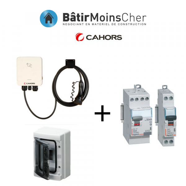 Kit recharge voiture électrique Cahors 7,4kW avec protections et coffret