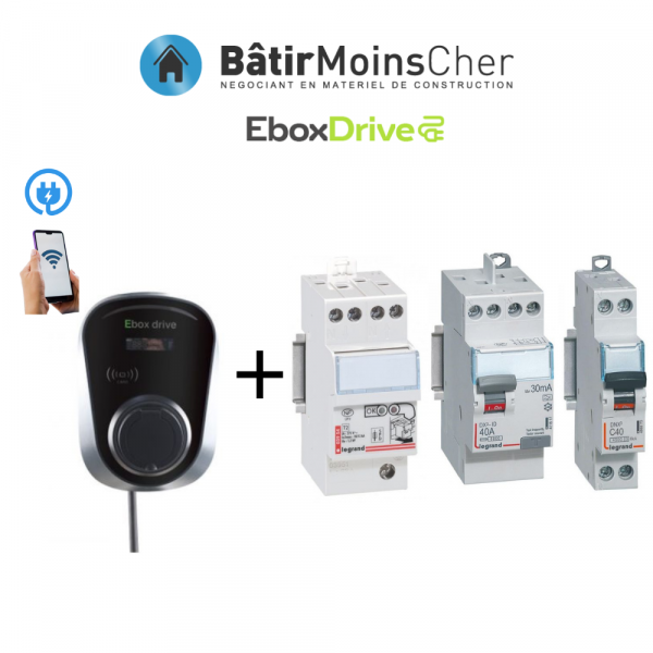 Kit recharge voiture électrique Ebox drive 7,4kW et parafoudre