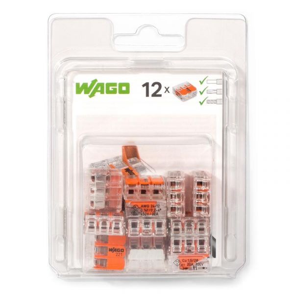 borne Wago 6mm2 universelle 3 entrées - Série 221 à l'unité 221-613